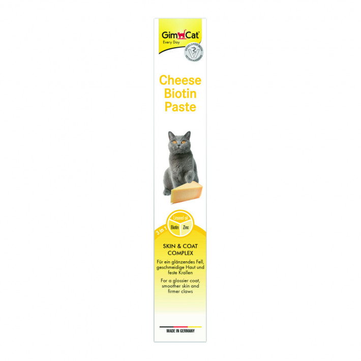 Паста GimCat Cheese Biotin для здоровья шерсти кошек, 100 г - фото №3