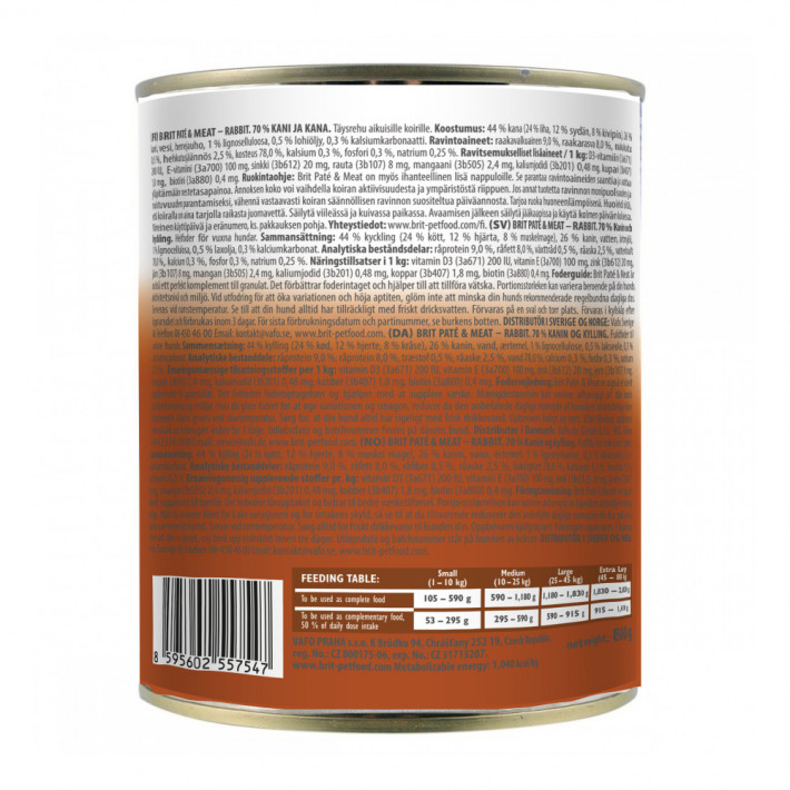 Влажный корм Brit Paté and Meat Rabbit для собак с кроликом 800 г - фото №3