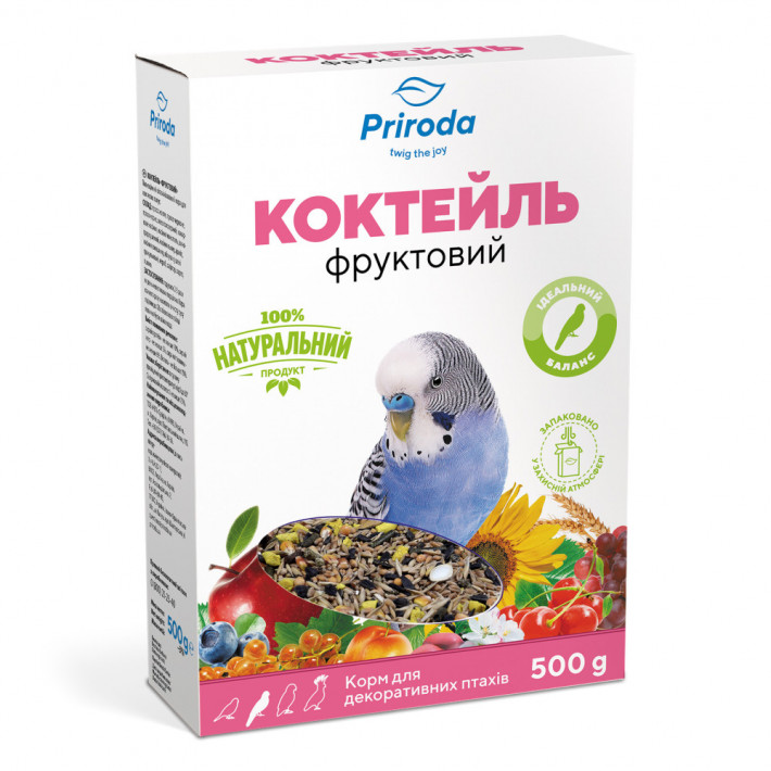 Корм для хвилястих папуг Природа Коктейль Фруктовий, 500 г