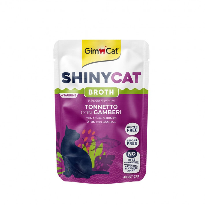 Вологий корм GimCat ShinyCat для котів з креветкою та тунцем в бульйоні, 70 г