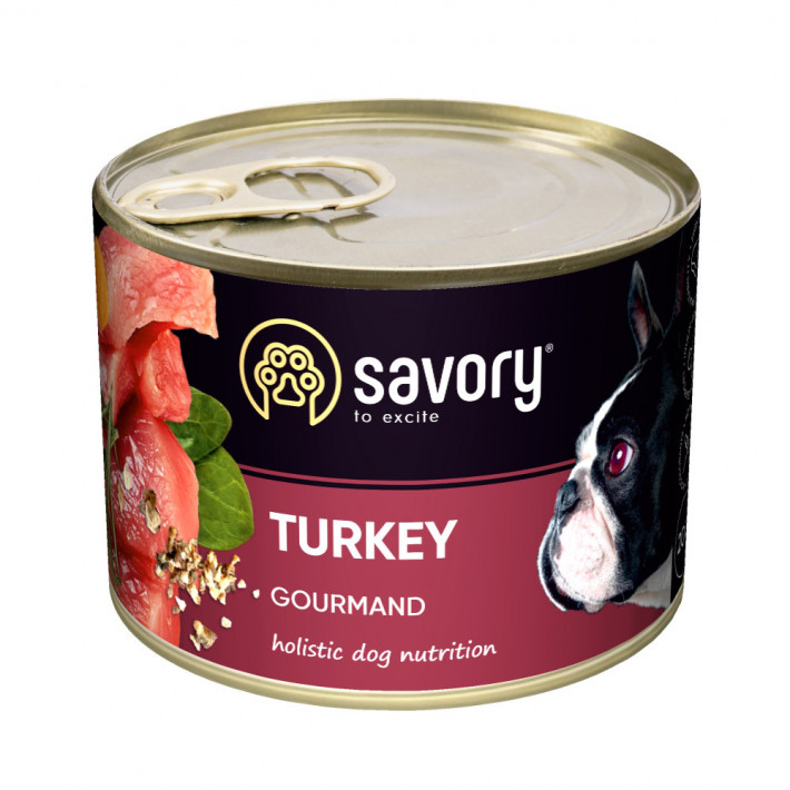 Набір вологого корму Savory Dog Gourmand з індичкою для собак (200г, 6 шт)