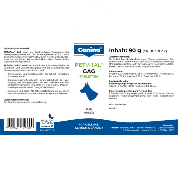 Мінеральний комплекс Canina Petvital GAG для суглобів собак - фото №3