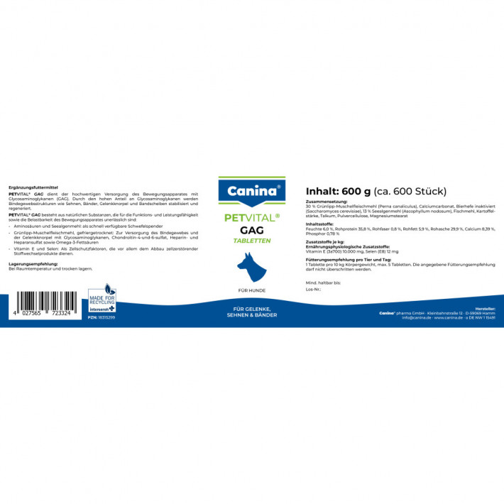 Мінеральний комплекс Canina Petvital GAG для здоров'я суглобів собак - фото №4
