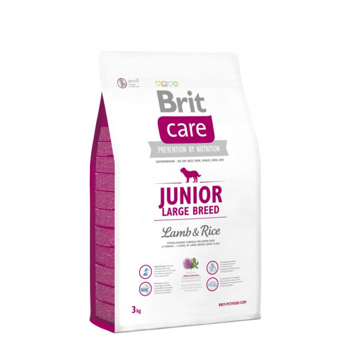 Корм сухий Brit Care Dog Junior Large Breed Lamb and Rice для цуценят великих порід
