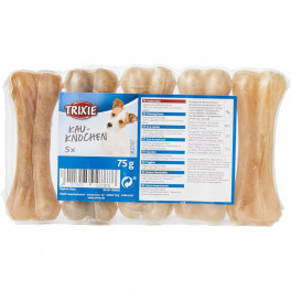 Ласощі Trixie для собак Кісточка жувальна пресована в індивідуальній упаковці натуральна шкіра 8 см 75 г 5 шт - фото №2