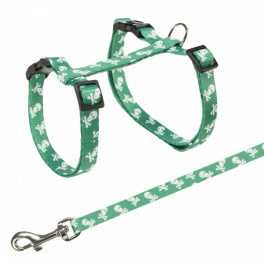 Шлейка з повідцем Trixie для котів Skull нейлон 27-45 cм/10 мм - фото №1