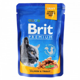 Корм вологий Brit Premium Salmon and Trout pouch для котів з лососем і фореллю 100 г - фото №1