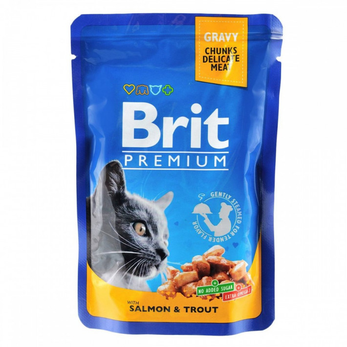 Вологий корм Brit Premium Salmon and Trout для котів, 100 г