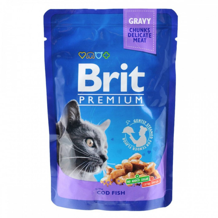 Вологий корм Brit Premium Cat Cod Fish для котів з тріскою, 100 г