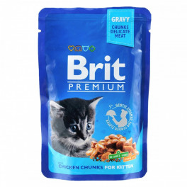 Корм вологий Brit Premium Cat Kitten Chicken Chunks pouch для кошенят з куркою 100 г - фото №1