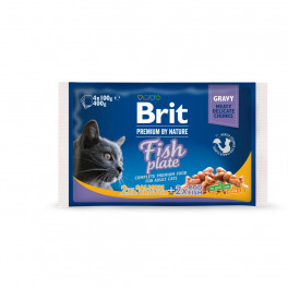 Корм вологий Brit Premium Cat Fish Plate pouches набір паучів для котів рибна тарілка з тріскою, лососем та фореллю... - фото №1