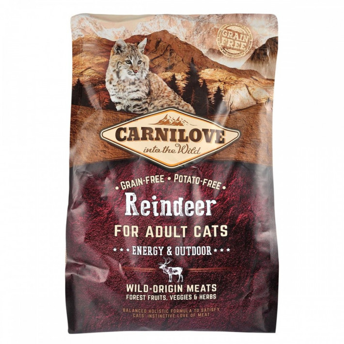 Корм сухий Carnilove Cat Energy and Outdoor для дорослих активних котів з північним оленем - фото №3