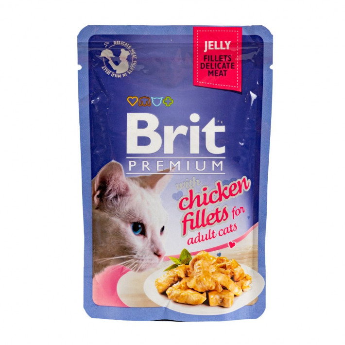 Влажный корм Brit Premium Cat Chicken Fillets Jelly для котов, 85 г - фото №3