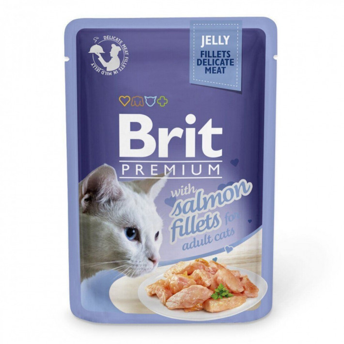 Влажный корм Brit Premium Cat Salmon Fillets Jelly для котов, 85 г - фото №3
