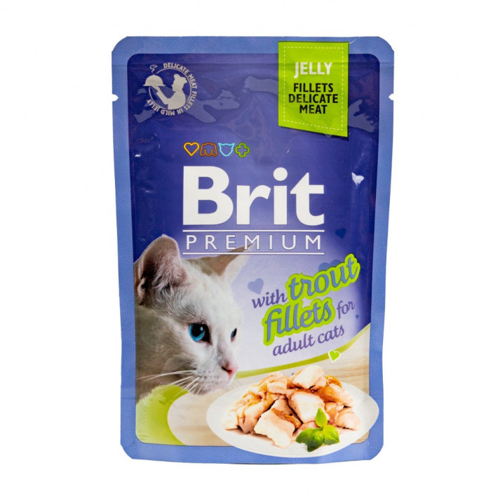 Вологий корм Brit Premium Cat Trout Fillets Jelly для котів, 85 г - фото №3