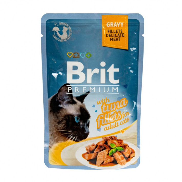 Влажный корм Brit Premium Cat Tuna Fillets Gravy для кошек 85 г - фото №3