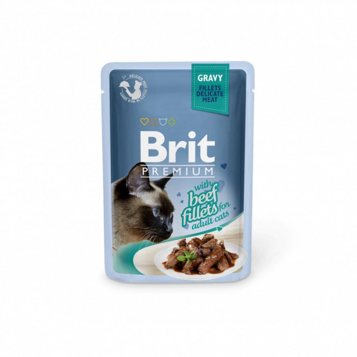Вологий корм Brit Premium Cat Beef Fillets Gravy для котів, 85 г - фото №3