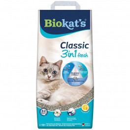 Наповнювач Biokats для котячого туалету Classic Fresh 3in1 Cotton Blossom бентонітовий 10 кг - фото №1