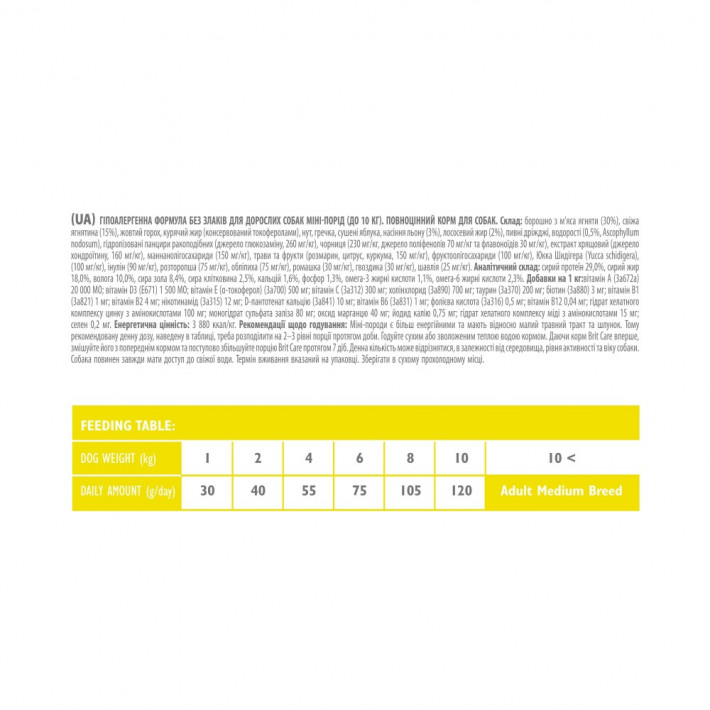 Корм сухой Brit Care Grain Free Mini Adult Lamb для взрослых собак миниатюрных пород с ягненком - фото №4