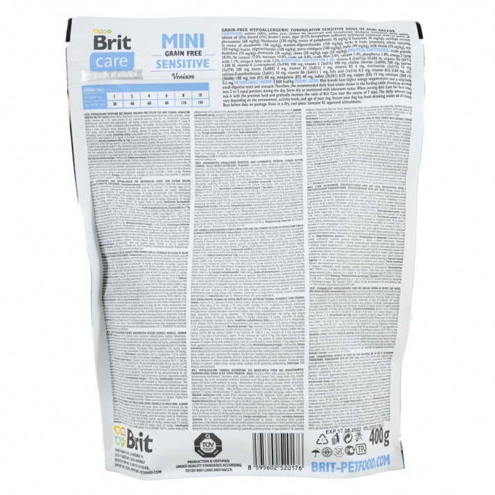 Корм сухой Brit Care Grain Free Mini Sensitive для собак миниатюрных пород с олениной - фото №3