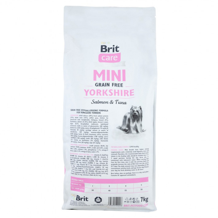 Корм сухий Brit Care Grain Free Mini Yorkshire для йоркширських тер’єрів з лососем та тунцем 7 кг - фото №3