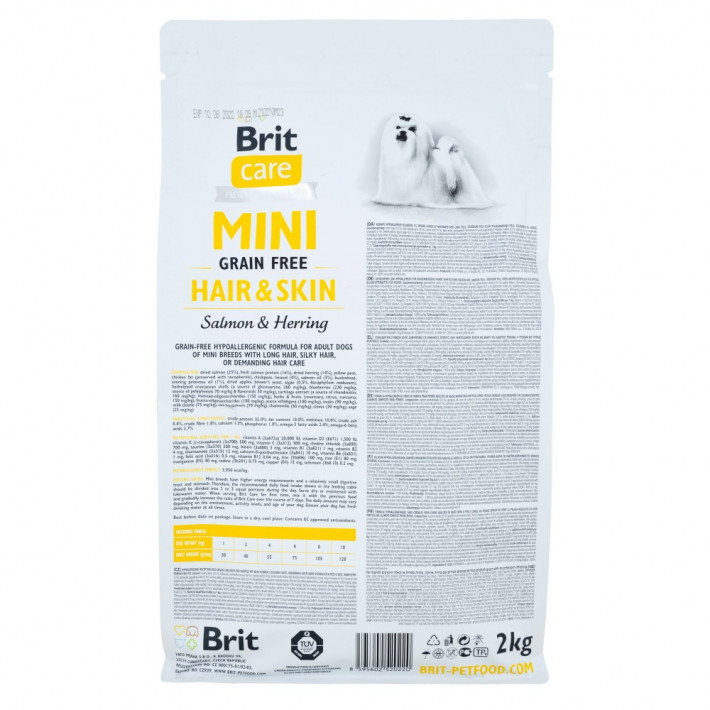 Корм сухой Brit Care Grain Free Mini Hair and Skin для собак миниатюрных пород - фото №3