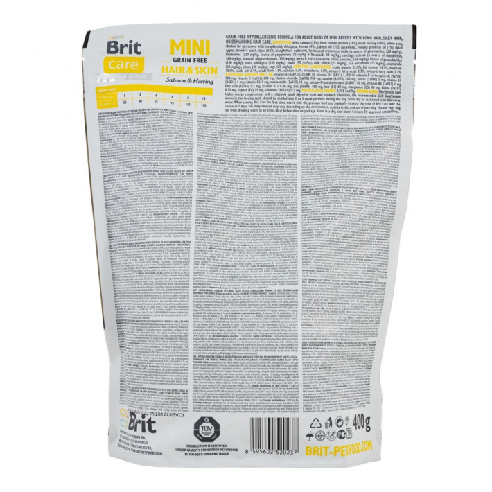 Сухой корм Brit Care Grain Free Mini Hair Skin для собак миниатюрных пород - фото №3