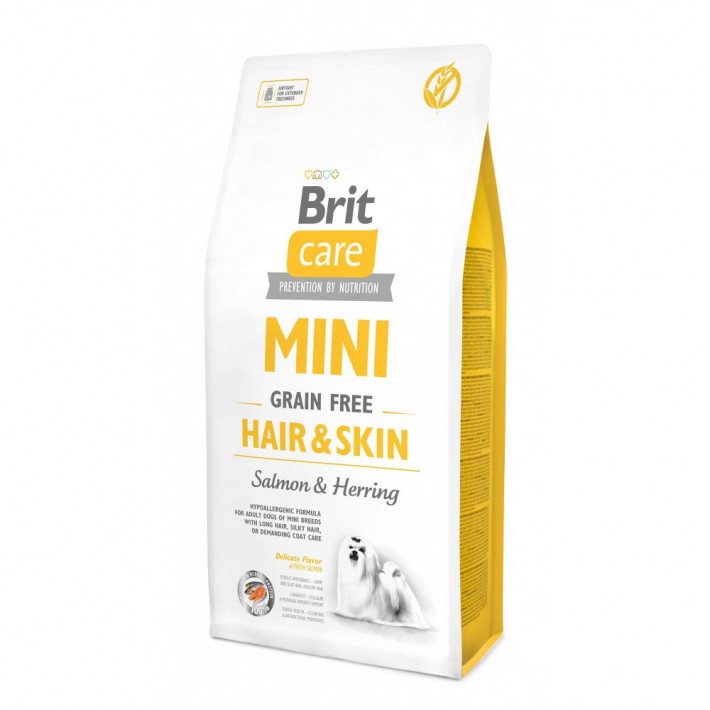 Корм сухой Brit Care Grain Free Mini Hair Skin для собак миниатюрных пород, 7 кг