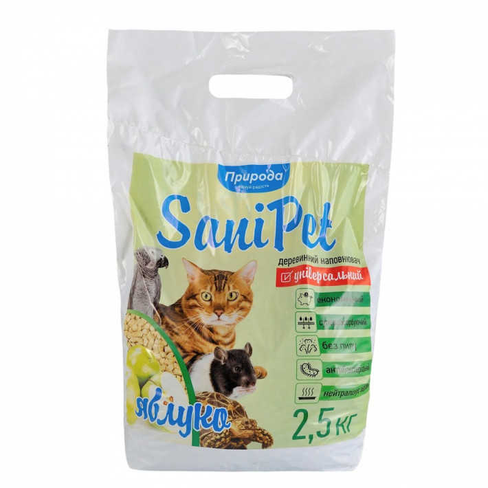 Наповнювач Природа Sani Pet Яблуко деревинний для котів - фото №2