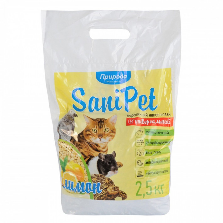 Наполнитель Природа Sani Pet Лимон древесный для котов 2,5 кг - фото №2