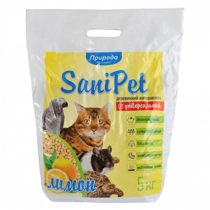 Наполнитель Природа Sani Pet Лимон древесный для котов 5 кг - фото №2