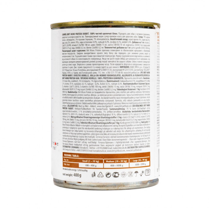 Вологий корм Brit Mono Protein Rabbit для собак, 400 г - фото №4