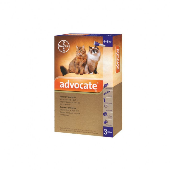 Адвокат для котів 4-8 кг (3 піпетки) Bayer