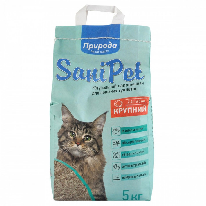 Наполнитель Природа Sani Pet бентонитовый для котов, крупная гранула, 5 кг - фото №2