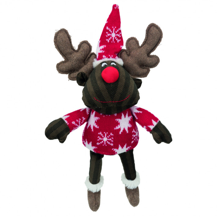 Игрушка Trixie для собак Рождественский Олень с пищалкой плюш 30 см - фото №4
