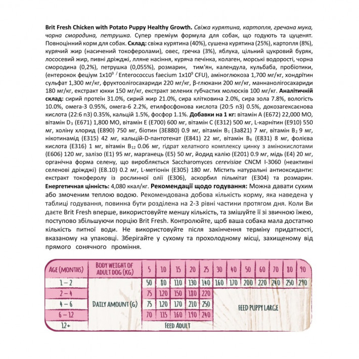 Корм сухий Brit Fresh Chicken/Potato Puppy для цуценят, 2.5 кг - фото №4