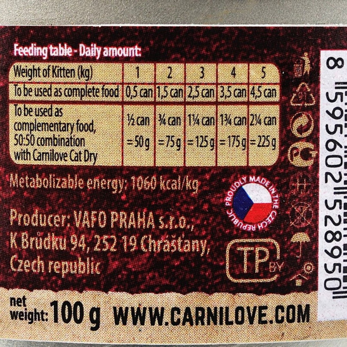 Вологий корм для кошенят Carnilove Kitten з індичкою та лососем 100 г - фото №4
