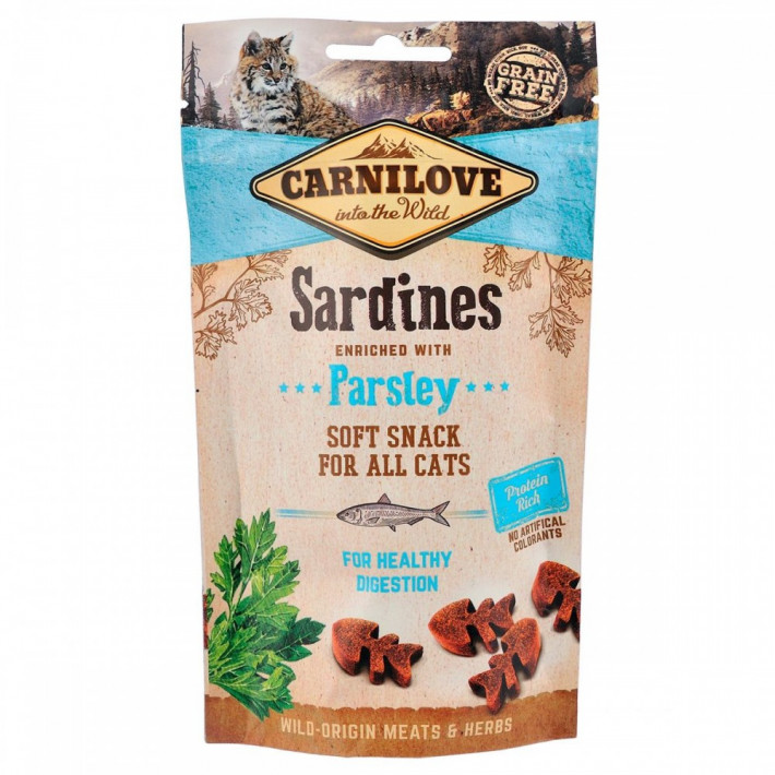 Ласощі Carnilove Cat Semi Moist Snack Sardine with Parsley для котів з чутливим травленням, 50 г