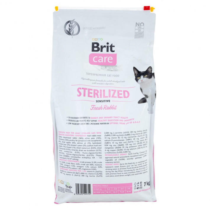 Корм сухий Brit Care Cat Grain Free Sterilized Sensitive з кроликом для стерилізованих котів - фото №3