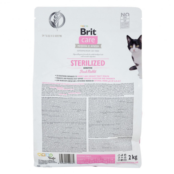 Корм сухий Brit Care Cat Grain Free Sterilized Sensitive для стерилізованих котів з кроликом - фото №3