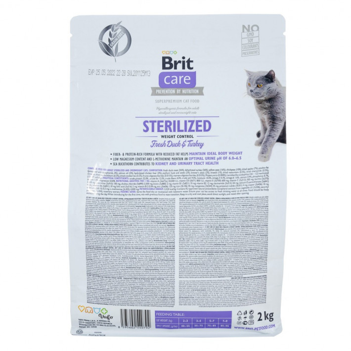Корм сухий Brit Care Cat Grain Free Sterilized Weight Control для стерилізованих котів - фото №3