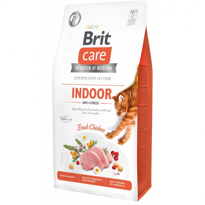 Корм сухий Brit Care Cat Grain Free Indoor Anti-stress для дорослих котів з куркою 7 кг