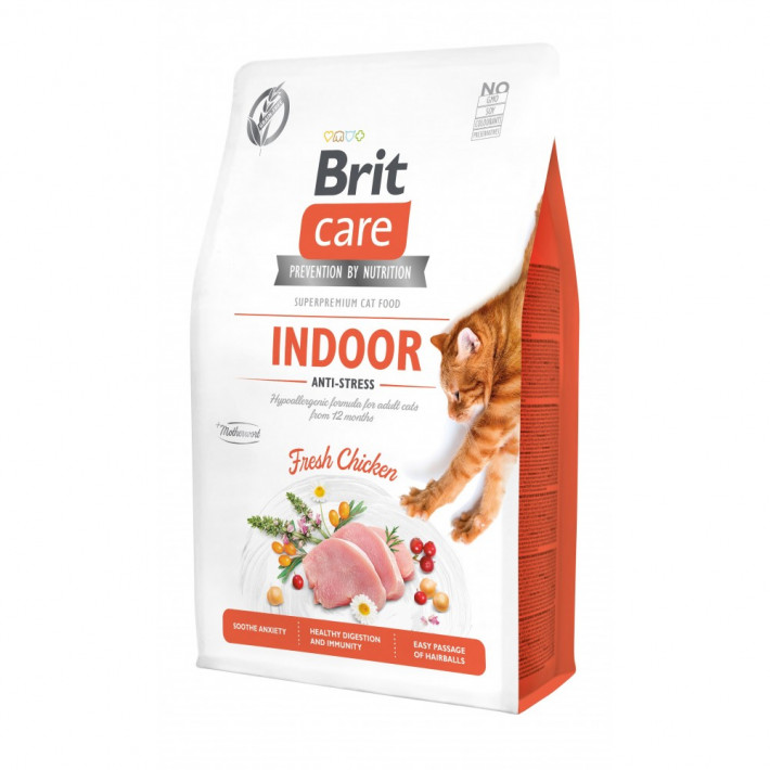 Корм сухий Brit Care Cat Grain Free Indoor Anti-stress для дорослих котів, 2 кг