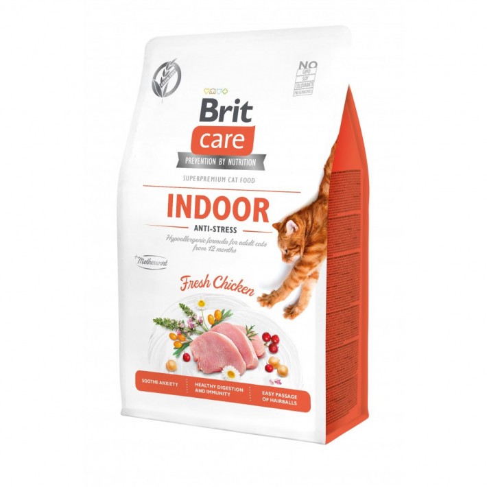 Корм сухий Brit Care Cat Grain Free Indoor Anti-stress для дорослих котів з куркою 400 г
