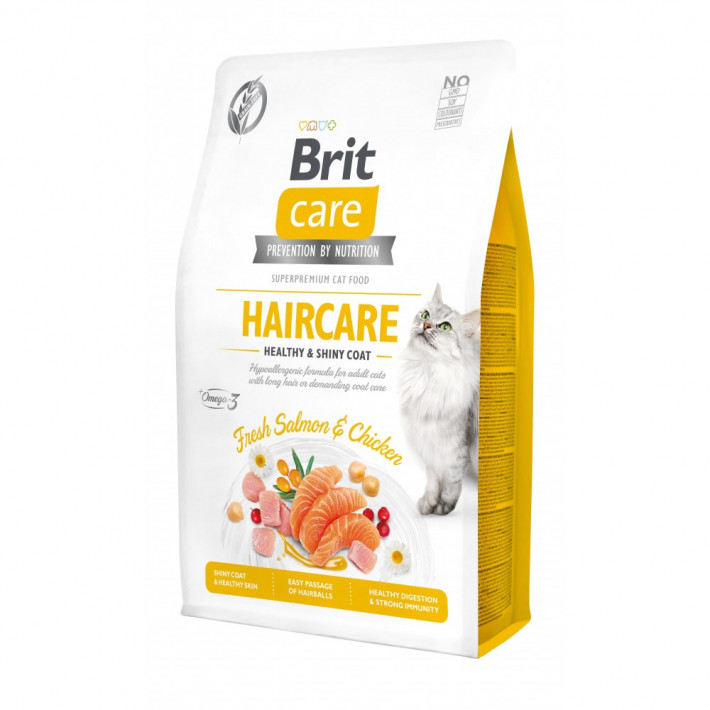 Корм сухий Brit Care Cat Grain Free Haircare для котів (лосось та курка) 2 кг