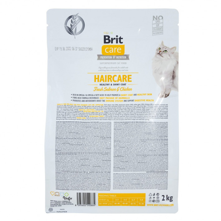 Корм сухий Brit Care Cat Grain Free Haircare для котів (лосось та курка) 2 кг - фото №3