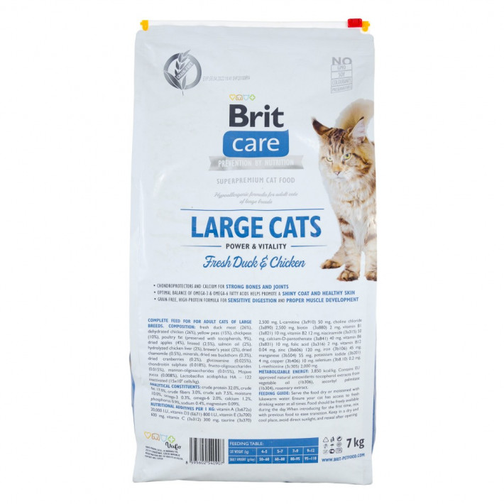 Корм сухий Brit Care Cat Grain Free Large Power Vitality для дорослих котів великих порід - фото №3