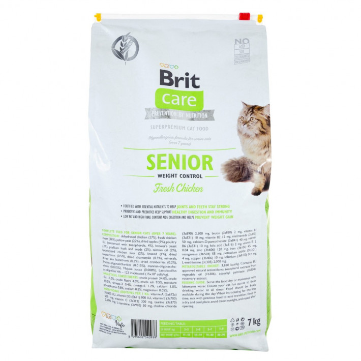 Корм сухий Brit Care Cat Grain Free Senior Weight Control для котів похилого віку з куркою 7 кг - фото №3