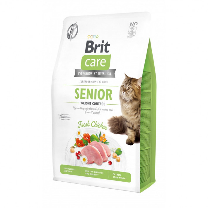 Корм сухий Brit Care Cat Grain Free Senior Weight Control для котів похилого віку з куркою