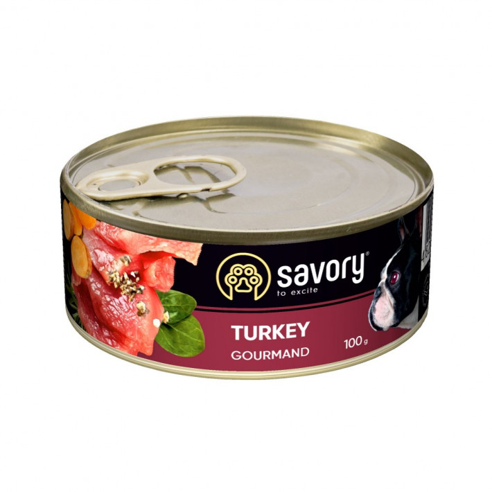 Корм вологий Savory Dog Gourmand Turkey паштет для дорослих собак з індичкою 100 г